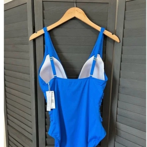 NWT Bleu Rod Beattie Blue One-Piece Swimsuit with Plunging V-Neckline size 8 - Picture 3 of 4